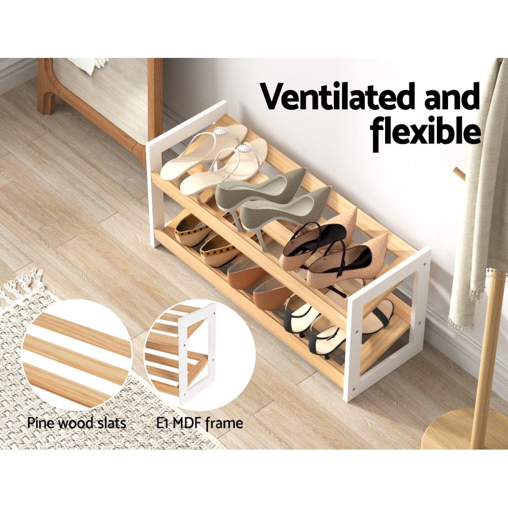 Artiss Furniture > Living Room > Shoe Storage Artiss Shoe Rack 2 Tier 6 Pairs White Kara