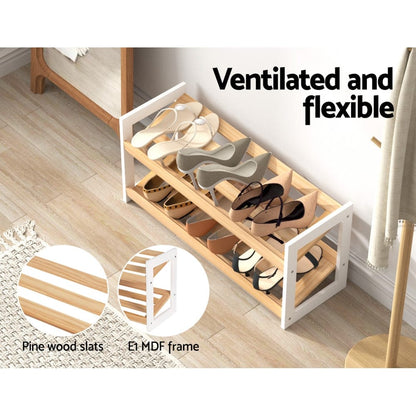 Artiss Furniture > Living Room > Shoe Storage Artiss Shoe Rack 2 Tier 6 Pairs White Kara