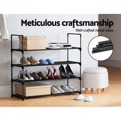 Artiss Furniture > Living Room > Shoe Storage Artiss Shoe Rack 4-tier 16 Pairs Stackable Black