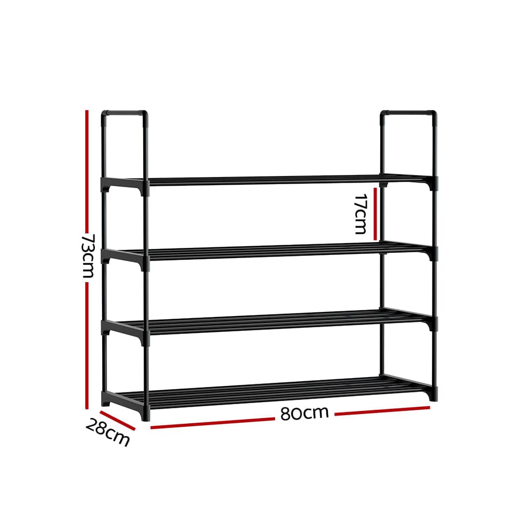 Artiss Furniture > Living Room > Shoe Storage Artiss Shoe Rack 4-tier 16 Pairs Stackable Black