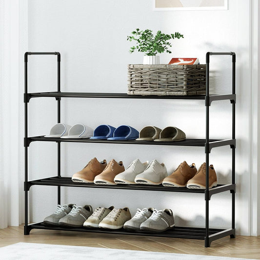 Artiss Furniture > Living Room > Shoe Storage Artiss Shoe Rack 4-tier 16 Pairs Stackable Black