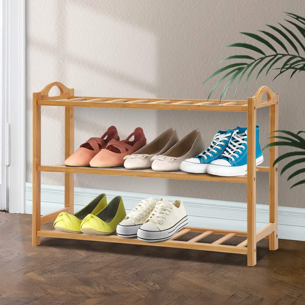 Artiss Furniture > Living Room > Shoe Storage Artiss Shoe Rack Bamboo Shoe Storage 3-tier 9 Pairs
