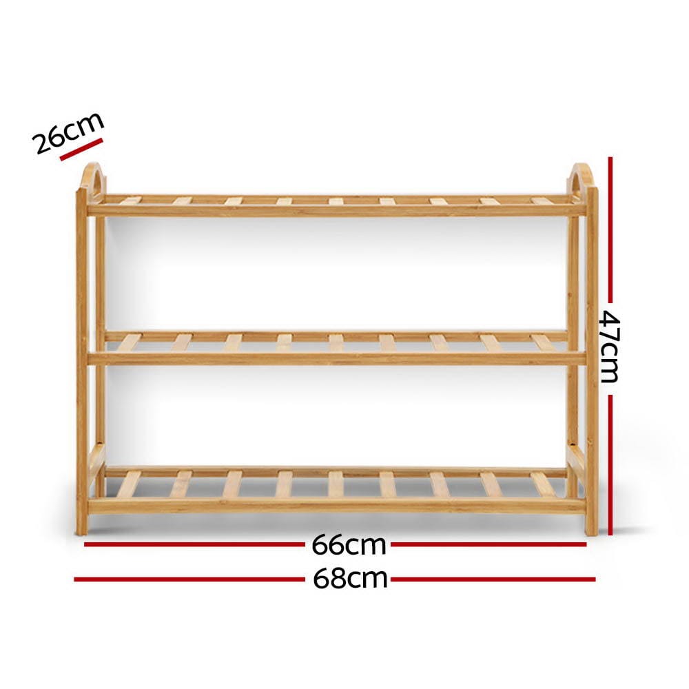 Artiss Furniture > Living Room > Shoe Storage Artiss Shoe Rack Bamboo Shoe Storage 3-tier 9 Pairs