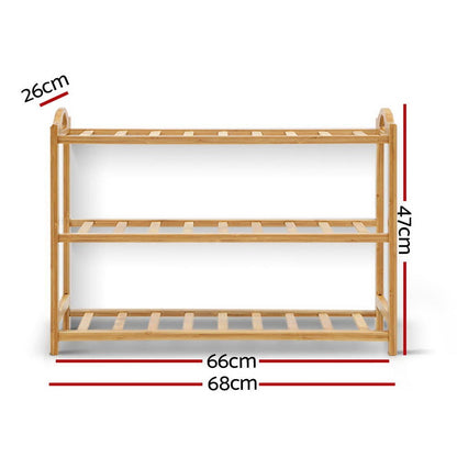 Artiss Furniture > Living Room > Shoe Storage Artiss Shoe Rack Bamboo Shoe Storage 3-tier 9 Pairs