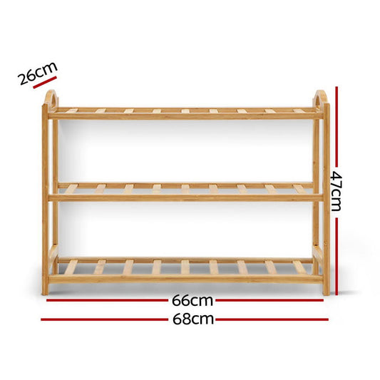 Artiss Furniture > Living Room > Shoe Storage Artiss Shoe Rack Bamboo Shoe Storage 3-tier 9 Pairs