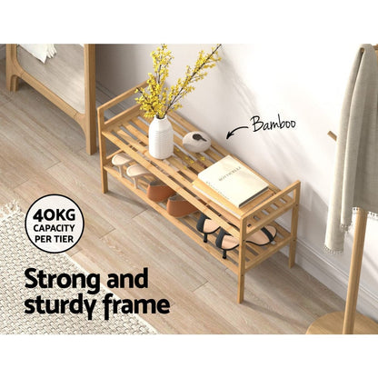 Artiss Furniture > Living Room > Shoe Storage Artiss Shoe Rack Cabinet Bamboo Storage Organiser Pine