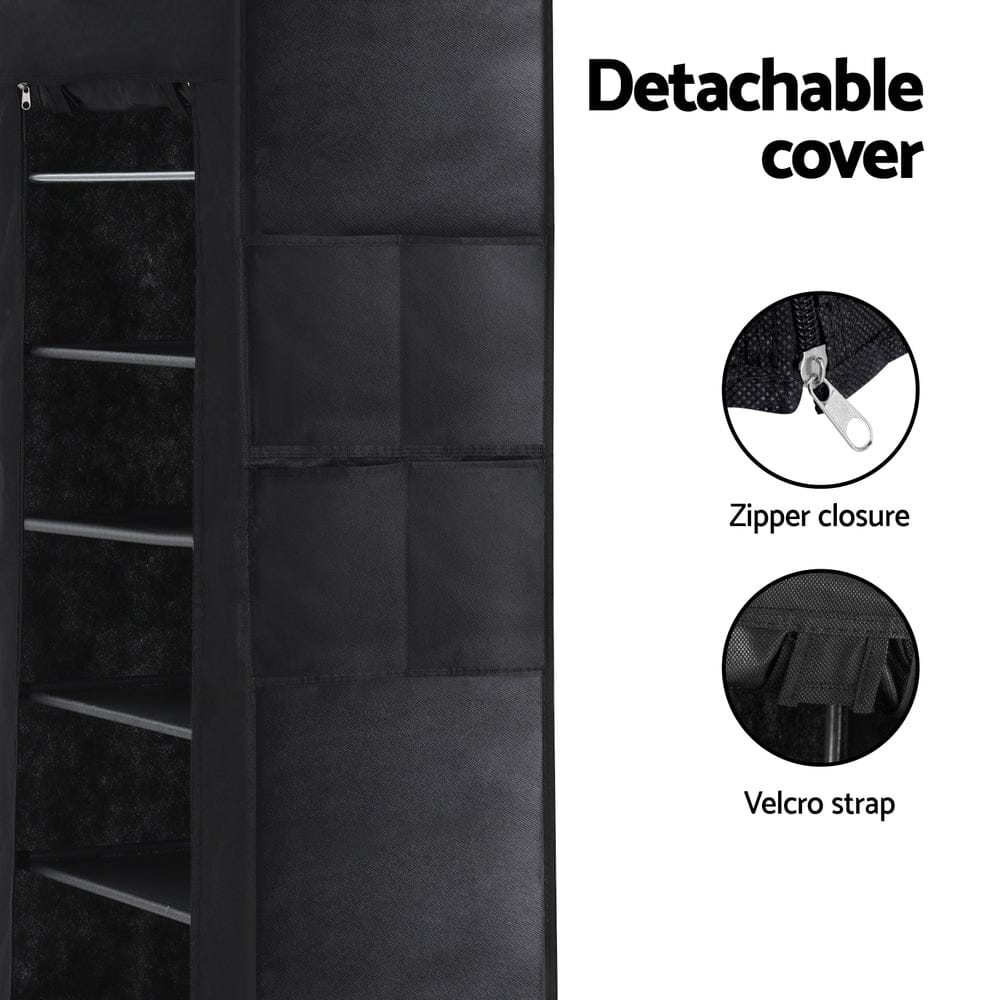 Artiss Furniture > Living Room > Shoe Storage Artiss Shoe Rack Cabinet Removable Cover 10 tier Black