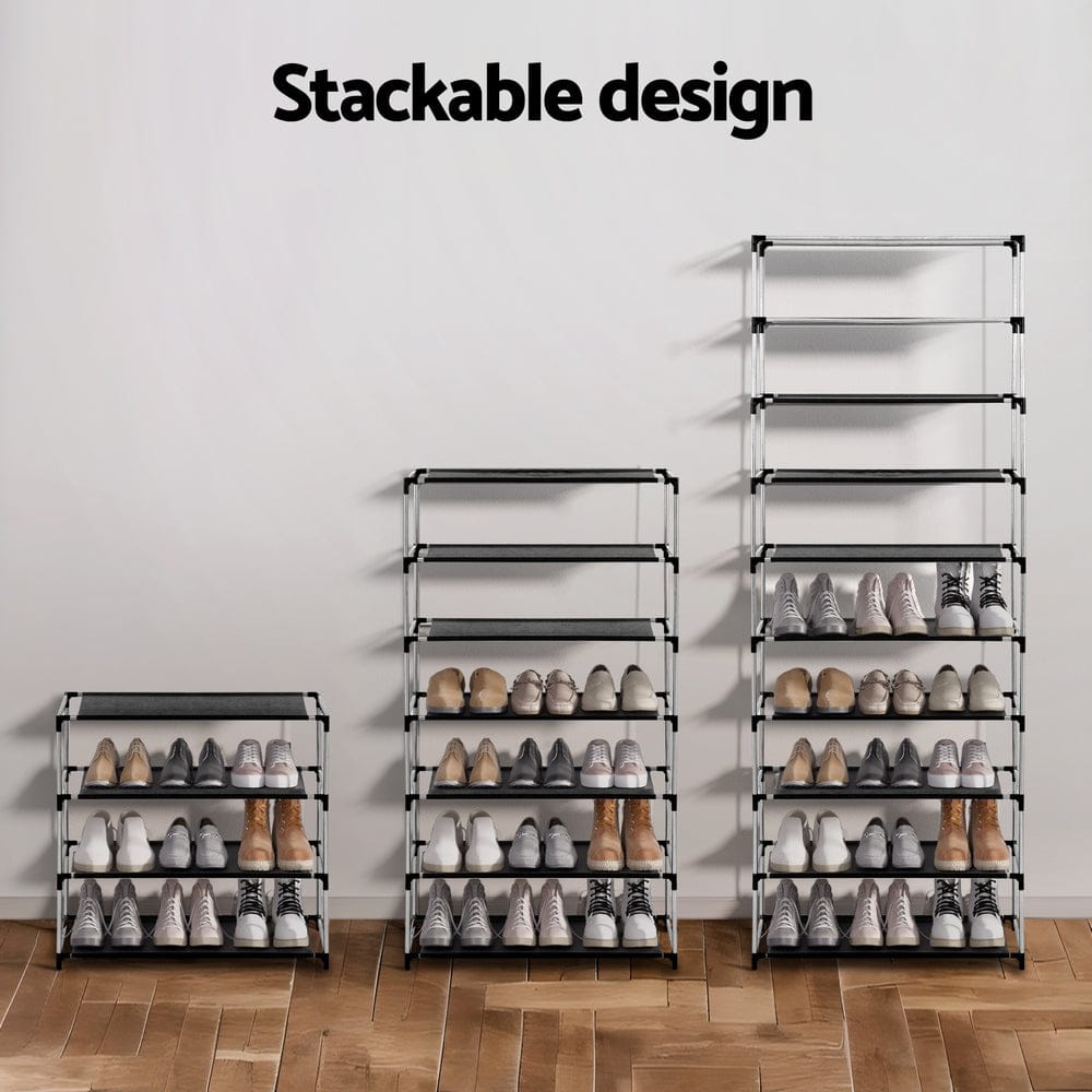 Artiss Furniture > Living Room > Shoe Storage Artiss Shoe Rack Cabinet Removable Cover 10 tier Black