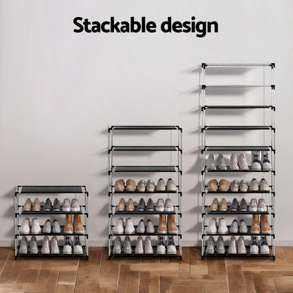Artiss Furniture > Living Room > Shoe Storage Artiss Shoe Rack Cabinet Removable Cover 10 tier Black