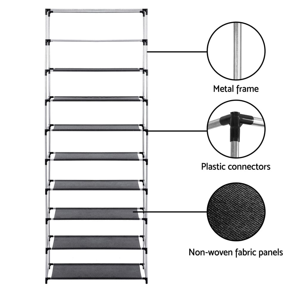 Artiss Furniture > Living Room > Shoe Storage Artiss Shoe Rack Cabinet Removable Cover 10 tier Black