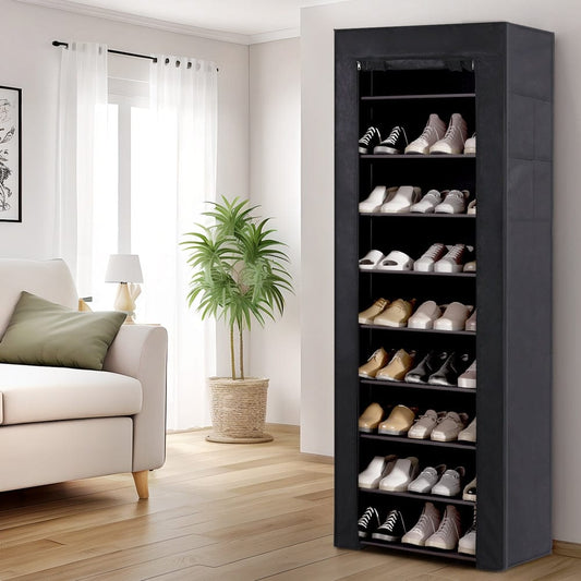 Artiss Furniture > Living Room > Shoe Storage Artiss Shoe Rack Cabinet Removable Cover 10 tier Black