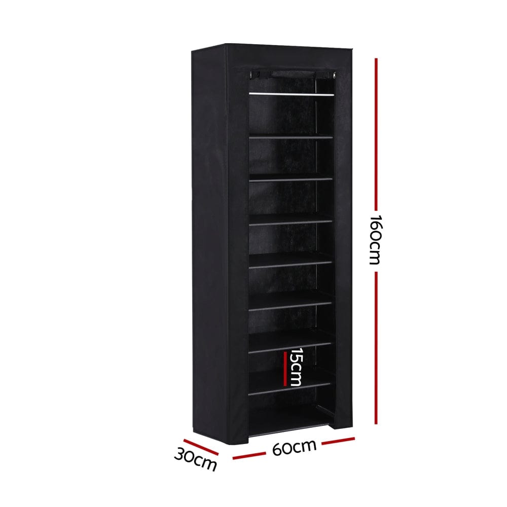 Artiss Furniture > Living Room > Shoe Storage Artiss Shoe Rack Cabinet Removable Cover 10 tier Black