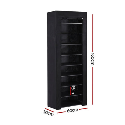 Artiss Furniture > Living Room > Shoe Storage Artiss Shoe Rack Cabinet Removable Cover 10 tier Black