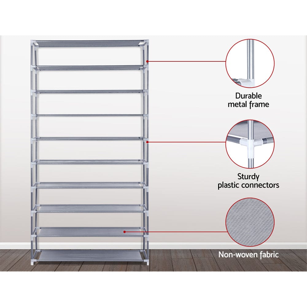 Artiss Furniture > Living Room > Shoe Storage Artiss Shoe Rack Cabinet Stackable 10-Tier Grey