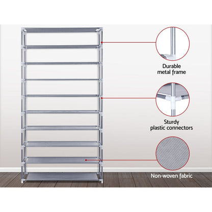 Artiss Furniture > Living Room > Shoe Storage Artiss Shoe Rack Cabinet Stackable 10-Tier Grey