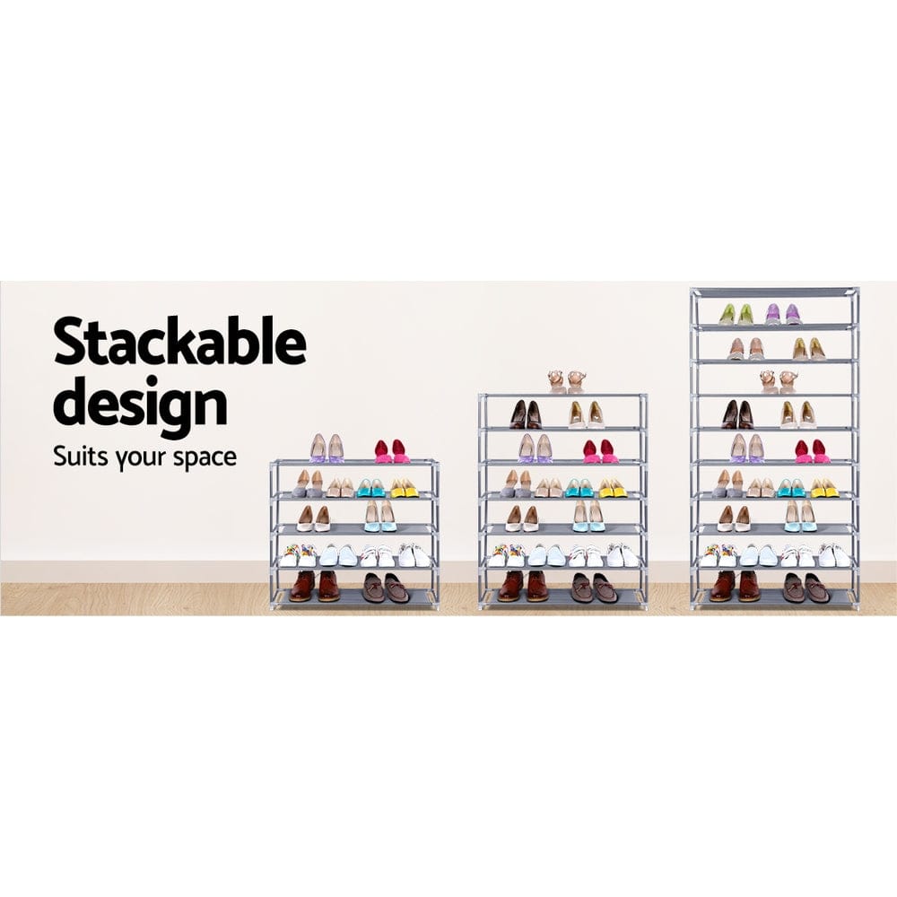 Artiss Furniture > Living Room > Shoe Storage Artiss Shoe Rack Cabinet Stackable 10-Tier Grey