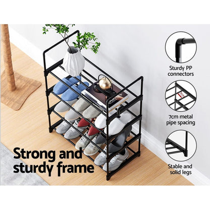 Artiss Furniture > Living Room > Shoe Storage Artiss Shoe Rack Cabinet Stackable 4-tier 12 Pairs Black