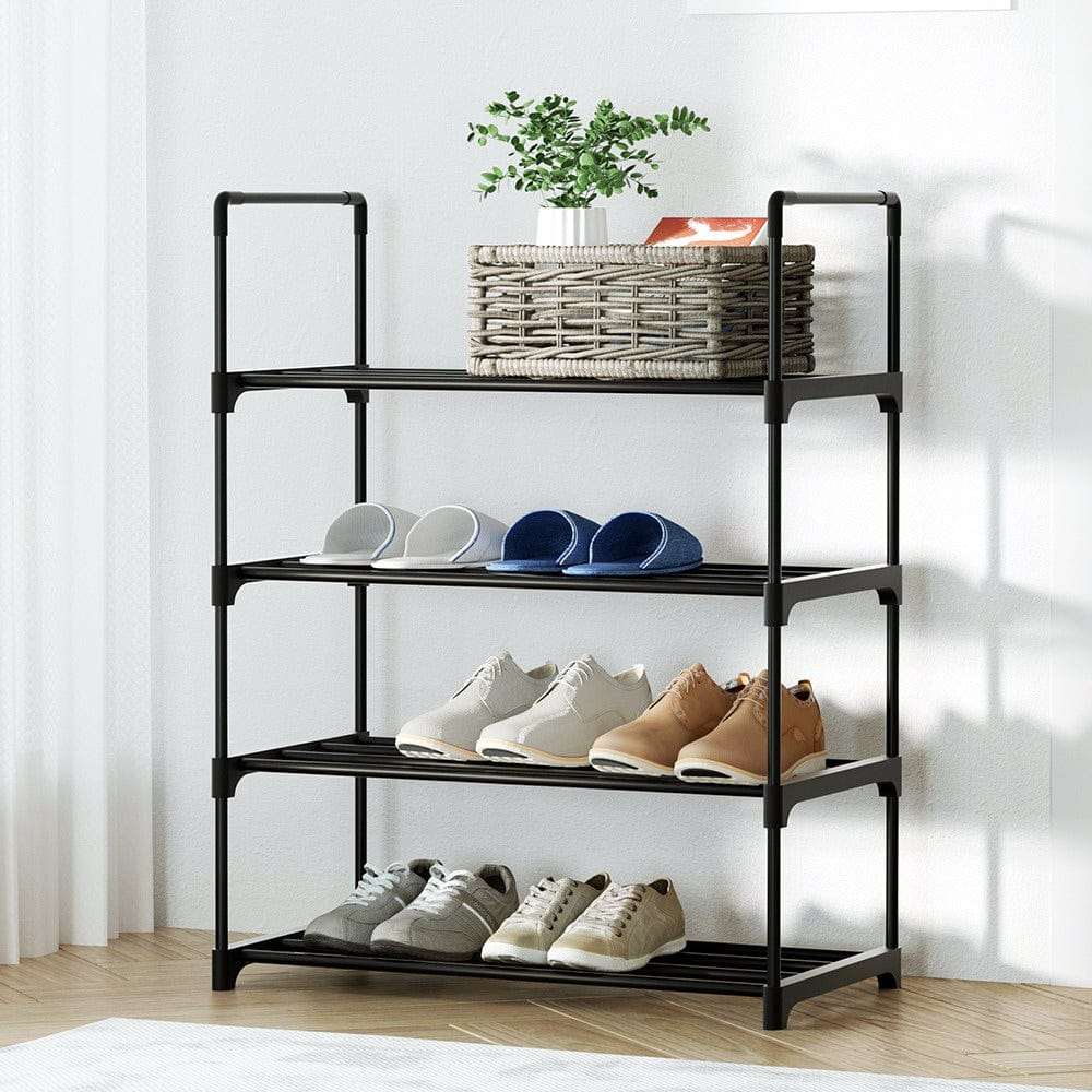 Artiss Furniture > Living Room > Shoe Storage Artiss Shoe Rack Cabinet Stackable 4-tier 12 Pairs Black