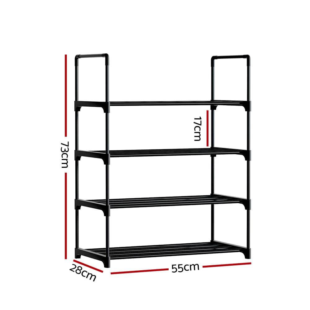 Artiss Furniture > Living Room > Shoe Storage Artiss Shoe Rack Cabinet Stackable 4-tier 12 Pairs Black