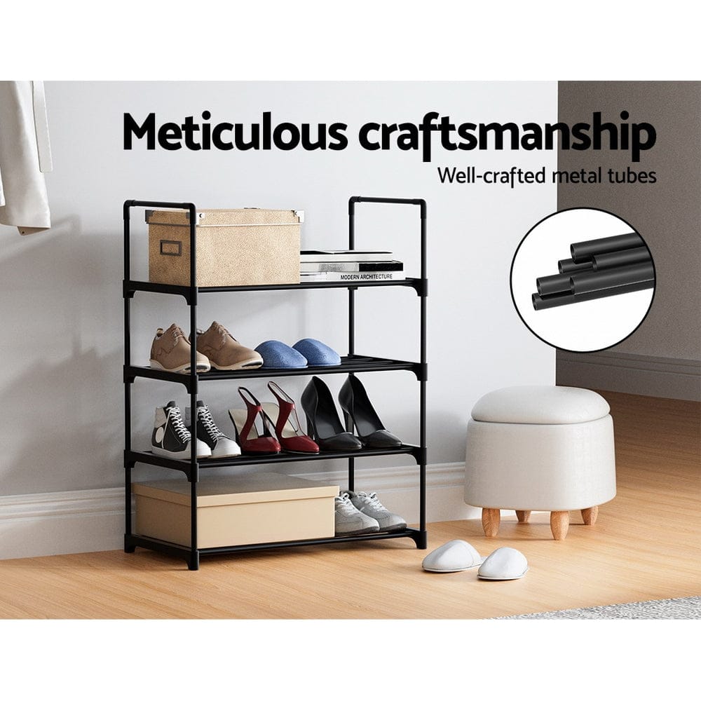 Artiss Furniture > Living Room > Shoe Storage Artiss Shoe Rack Cabinet Stackable 4-tier 12 Pairs Black