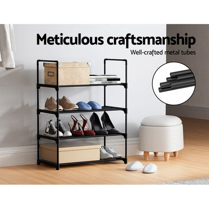 Artiss Furniture > Living Room > Shoe Storage Artiss Shoe Rack Cabinet Stackable 4-tier 12 Pairs Black