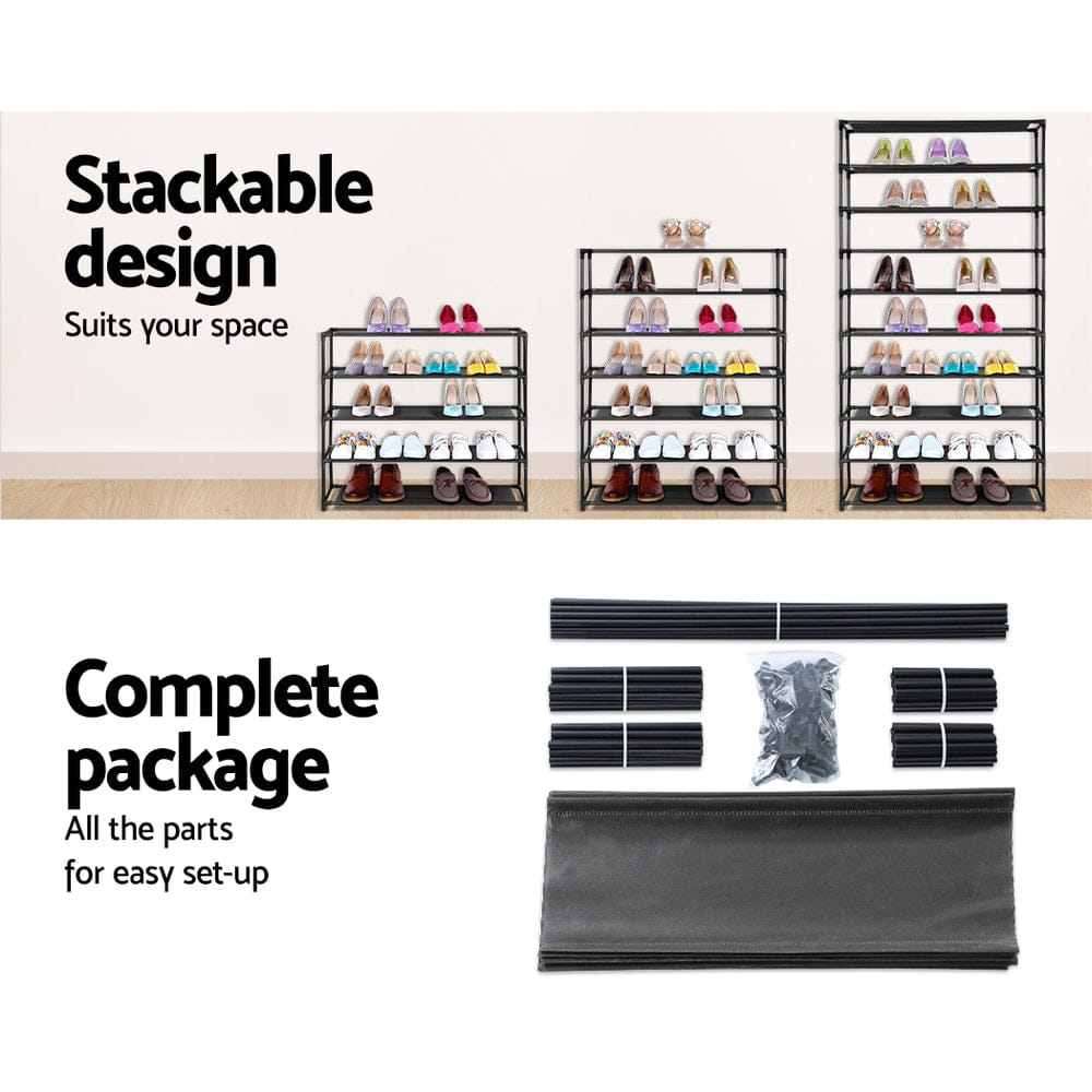 Artiss Furniture > Living Room > Shoe Storage Artiss Shoe Rack Cabinet Stackable 50 Pairs 10-Tier Black