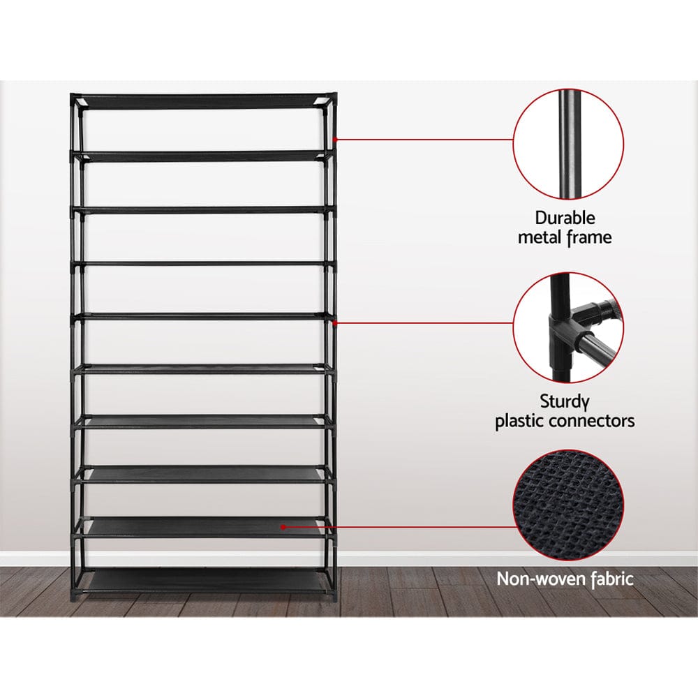 Artiss Furniture > Living Room > Shoe Storage Artiss Shoe Rack Cabinet Stackable 50 Pairs 10-Tier Black