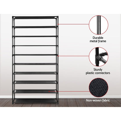 Artiss Furniture > Living Room > Shoe Storage Artiss Shoe Rack Cabinet Stackable 50 Pairs 10-Tier Black