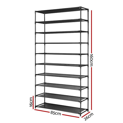Artiss Furniture > Living Room > Shoe Storage Artiss Shoe Rack Cabinet Stackable 50 Pairs 10-Tier Black