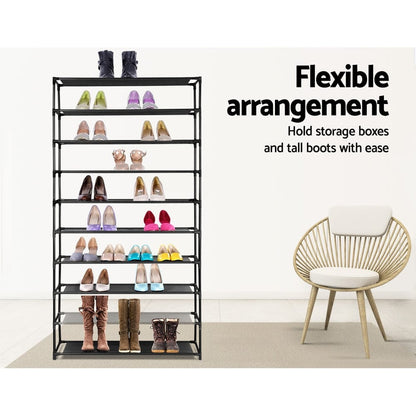 Artiss Furniture > Living Room > Shoe Storage Artiss Shoe Rack Cabinet Stackable 50 Pairs 10-Tier Black
