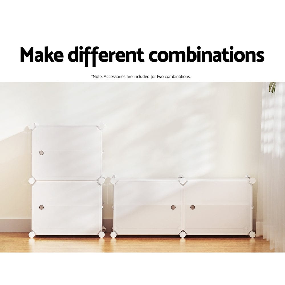 Artiss Furniture > Living Room > Shoe Storage Artiss Shoe Rack DIY Set of 2 Storage Cube Stackable White