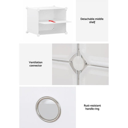 Artiss Furniture > Living Room > Shoe Storage Artiss Shoe Rack DIY Set of 2 Storage Cube Stackable White