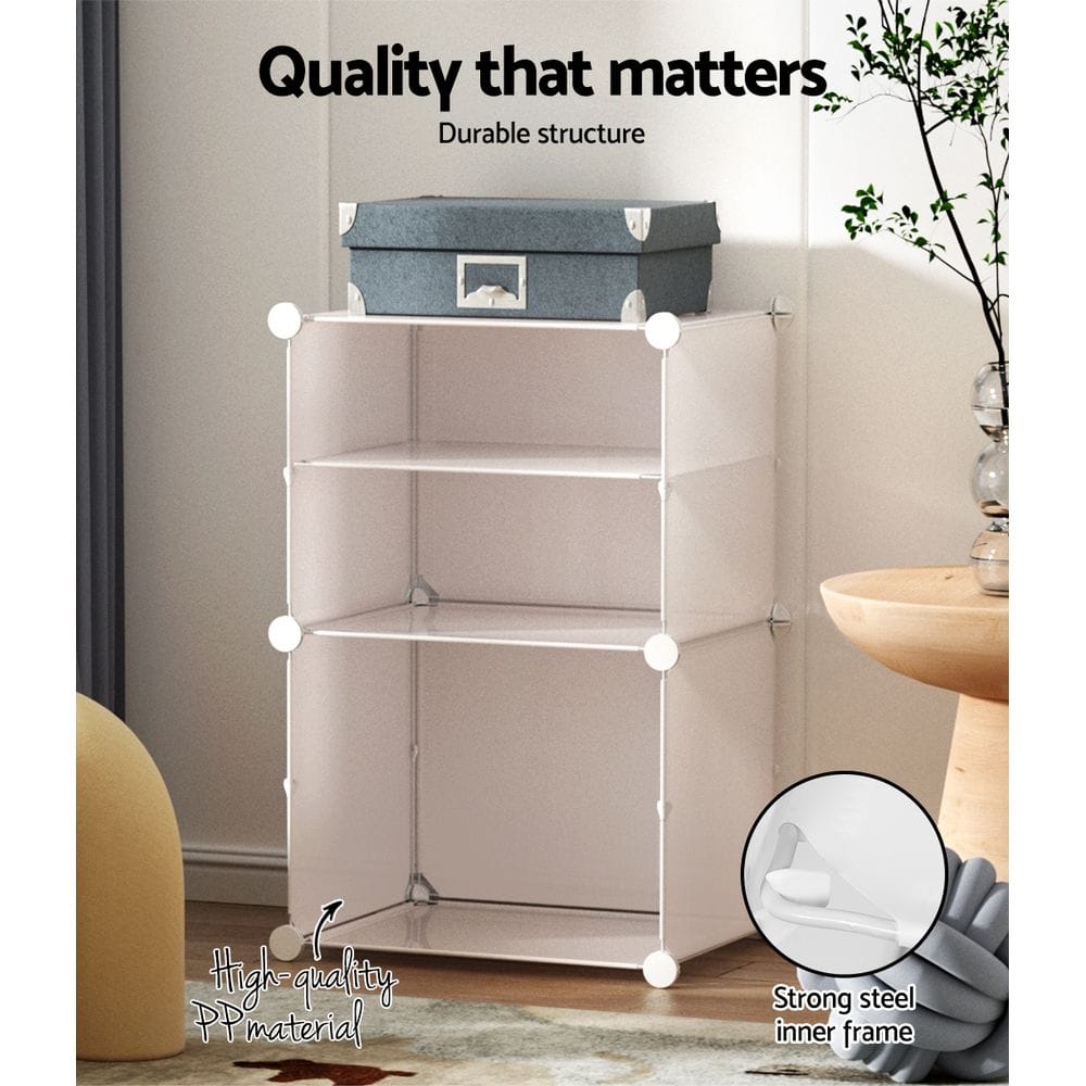 Artiss Furniture > Living Room > Shoe Storage Artiss Shoe Rack DIY Set of 2 Storage Cube Stackable White