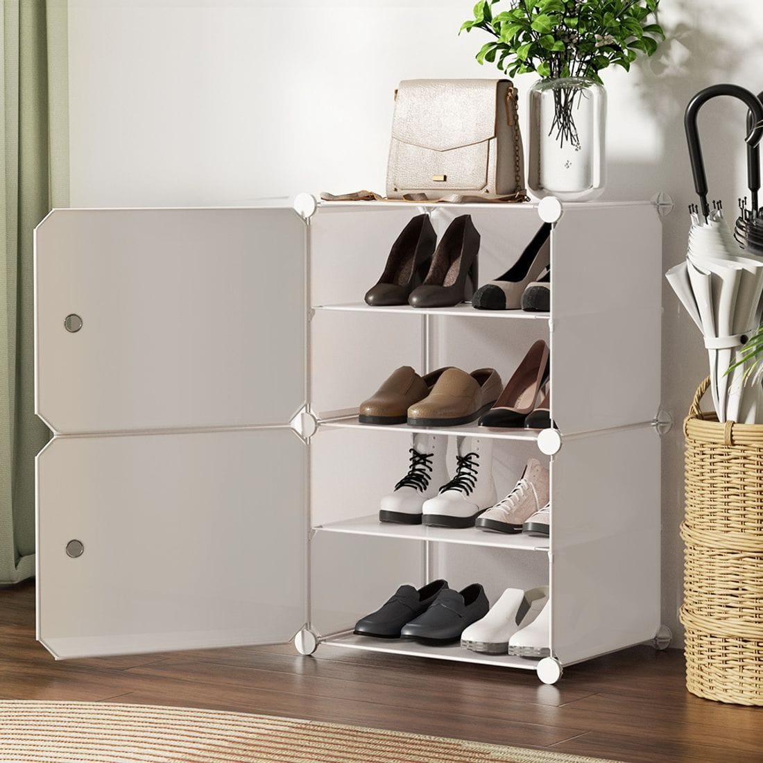 Artiss Furniture > Living Room > Shoe Storage Artiss Shoe Rack DIY Set of 2 Storage Cube Stackable White