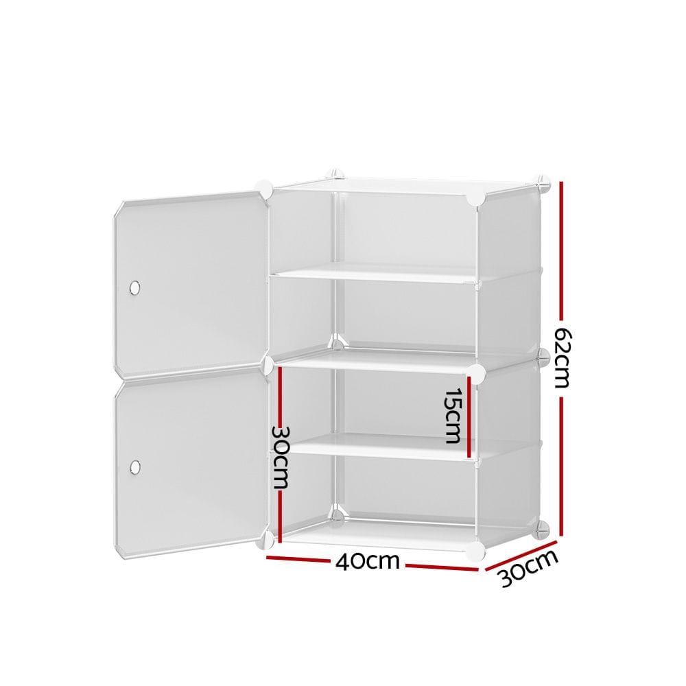 Artiss Furniture > Living Room > Shoe Storage Artiss Shoe Rack DIY Set of 2 Storage Cube Stackable White