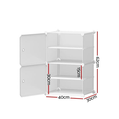 Artiss Furniture > Living Room > Shoe Storage Artiss Shoe Rack DIY Set of 2 Storage Cube Stackable White