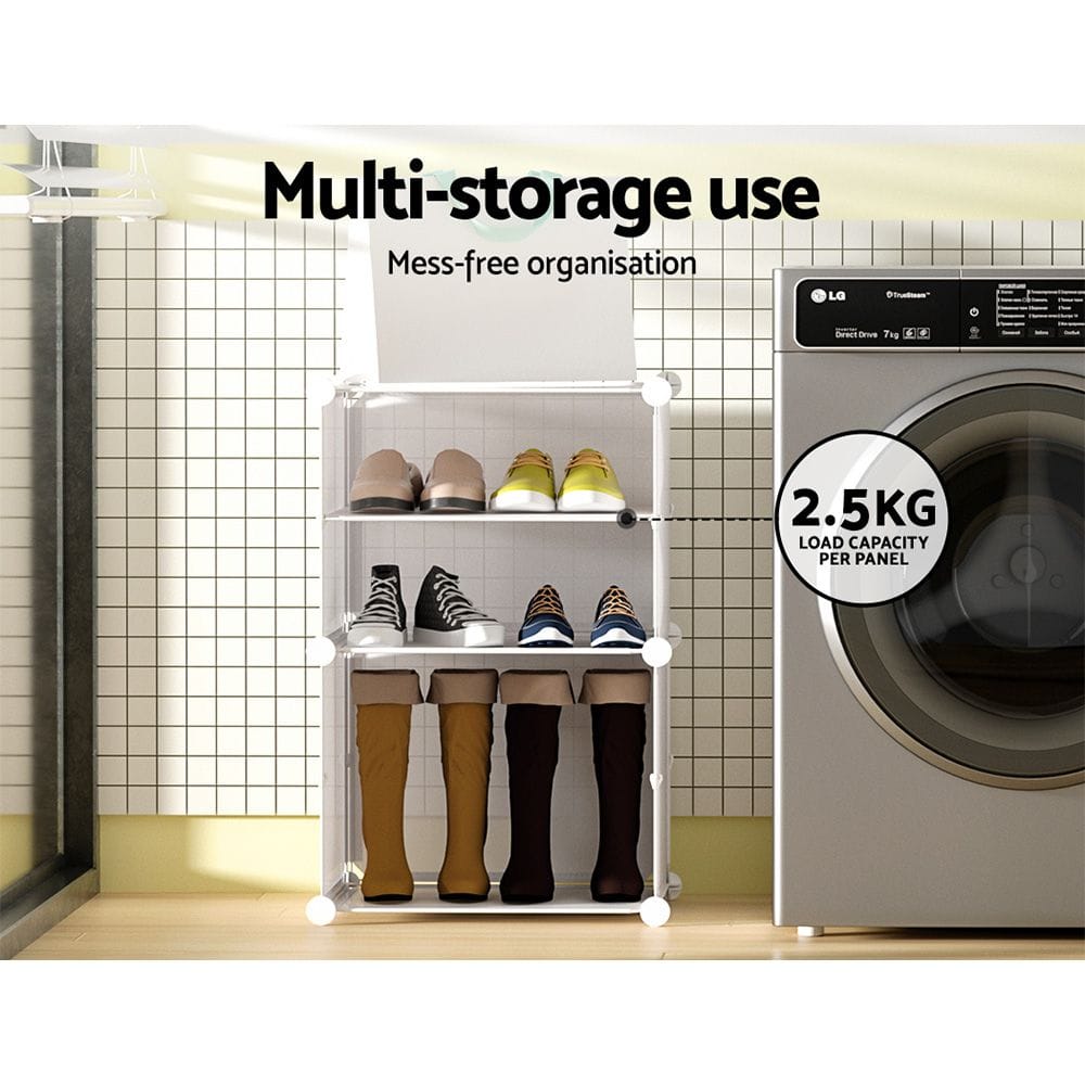 Artiss Furniture > Living Room > Shoe Storage Artiss Shoe Rack DIY Set of 2 Storage Cube Stackable White
