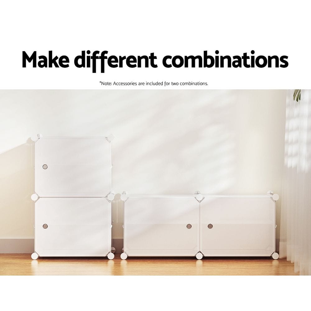 Artiss Furniture > Living Room > Shoe Storage Artiss Shoe Rack DIY Set of 2 Storage Cube Stackable White