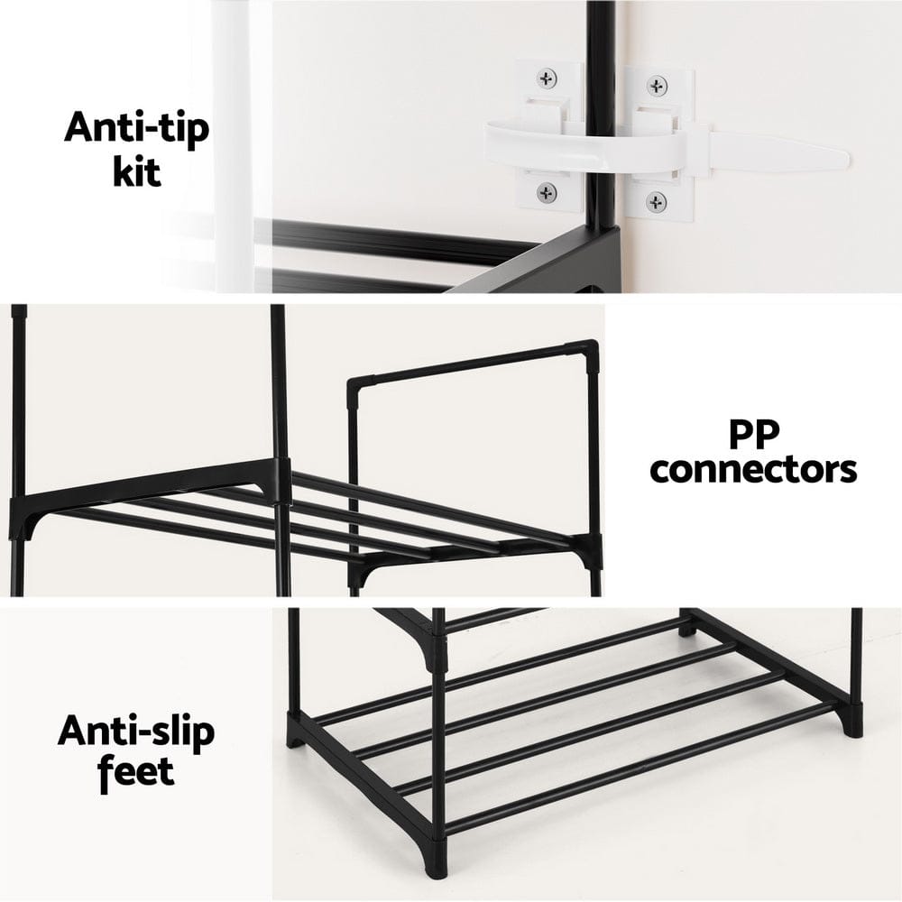 Artiss Furniture > Living Room > Shoe Storage Artiss Shoe Rack DIY Stackable 10-tier Black Dunn