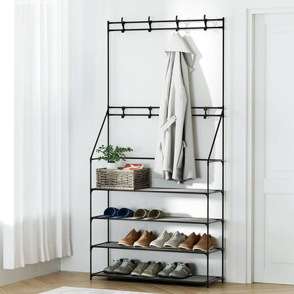 Artiss Furniture > Living Room > Shoe Storage Artiss Shoe Rack Hall Tree 16 Pairs Black