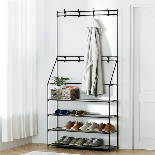Artiss Furniture > Living Room > Shoe Storage Artiss Shoe Rack Hall Tree 16 Pairs Black