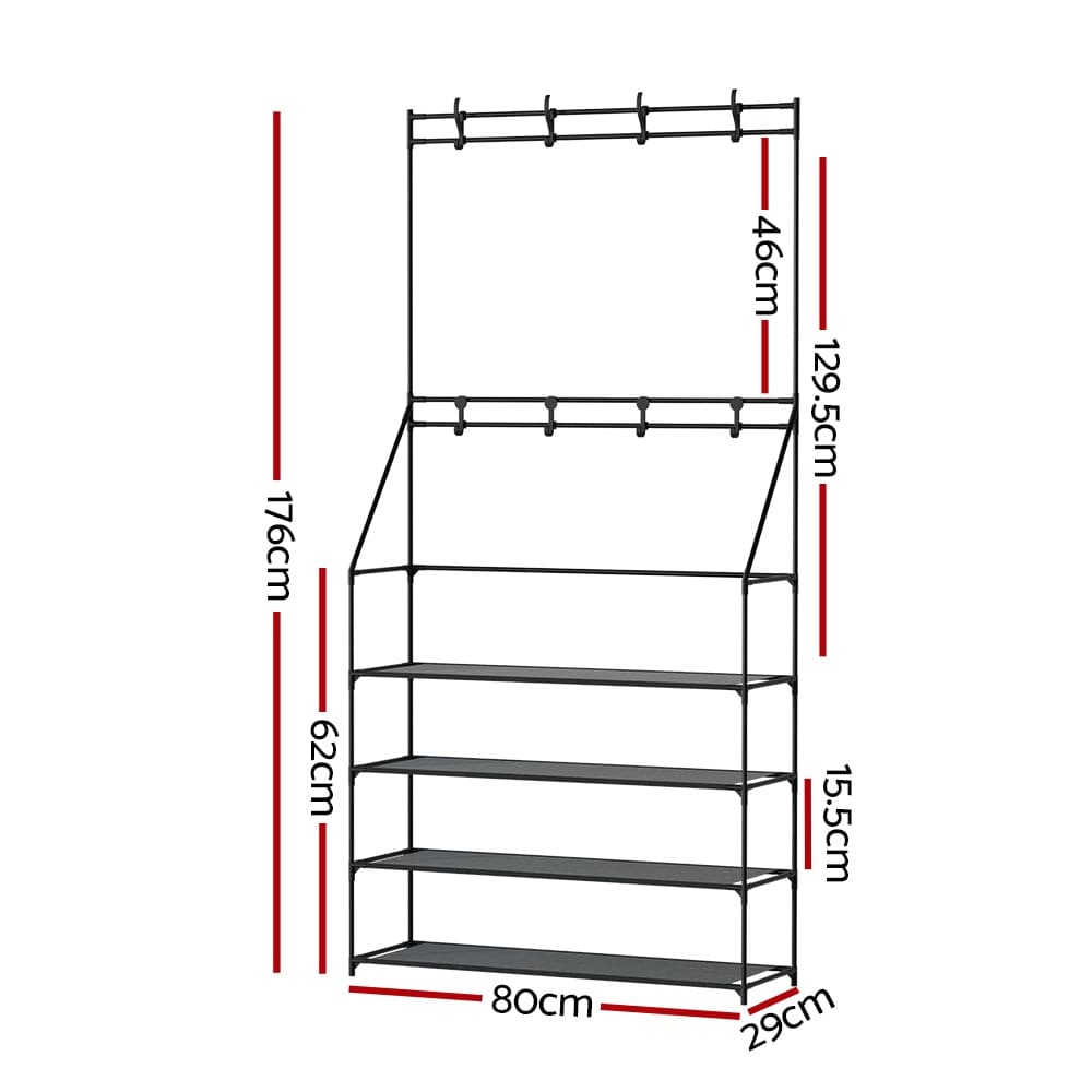 Artiss Furniture > Living Room > Shoe Storage Artiss Shoe Rack Hall Tree 16 Pairs Black