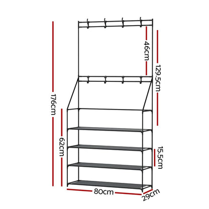 Artiss Furniture > Living Room > Shoe Storage Artiss Shoe Rack Hall Tree 16 Pairs Black