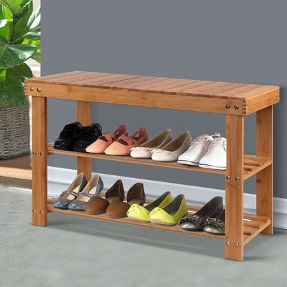 Artiss Furniture > Living Room > Shoe Storage Artiss Shoe Rack Shoe Bench 10 Pairs Bamboo
