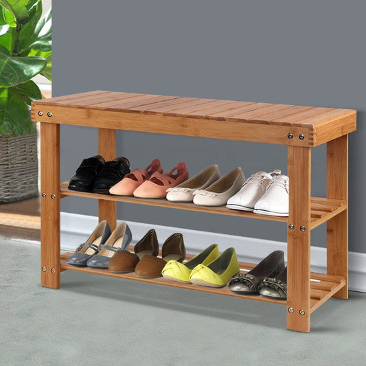 Artiss Furniture > Living Room > Shoe Storage Artiss Shoe Rack Shoe Bench 10 Pairs Bamboo