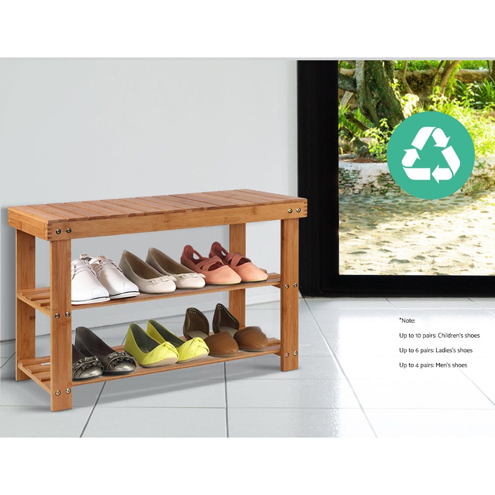 Artiss Furniture > Living Room > Shoe Storage Artiss Shoe Rack Shoe Bench 10 Pairs Bamboo