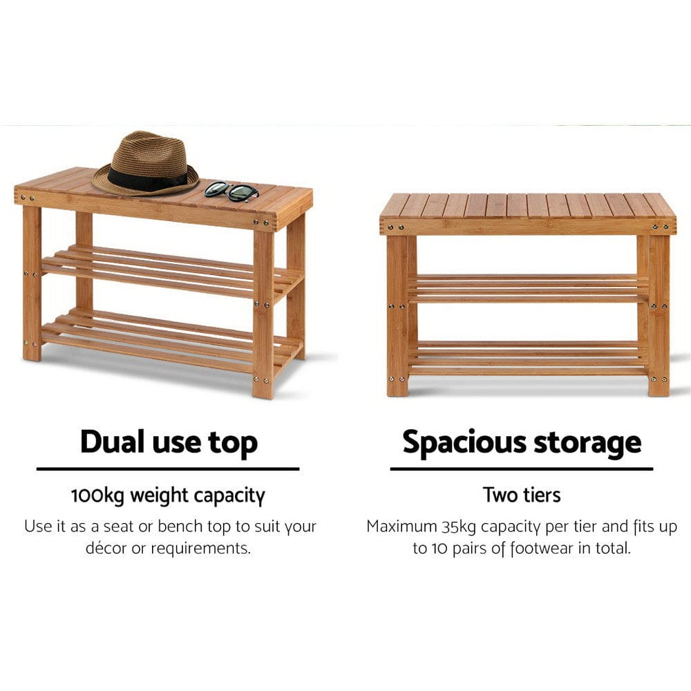 Artiss Furniture > Living Room > Shoe Storage Artiss Shoe Rack Shoe Bench 10 Pairs Bamboo