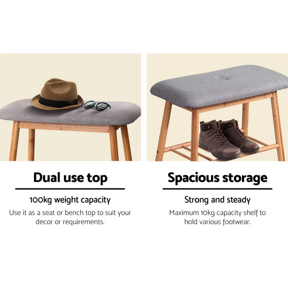 Artiss Furniture > Living Room > Shoe Storage Artiss Shoe Rack Shoe Bench Fabric Seat 2 Pairs