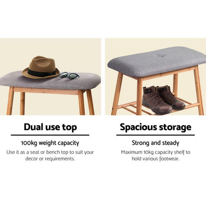 Artiss Furniture > Living Room > Shoe Storage Artiss Shoe Rack Shoe Bench Fabric Seat 2 Pairs