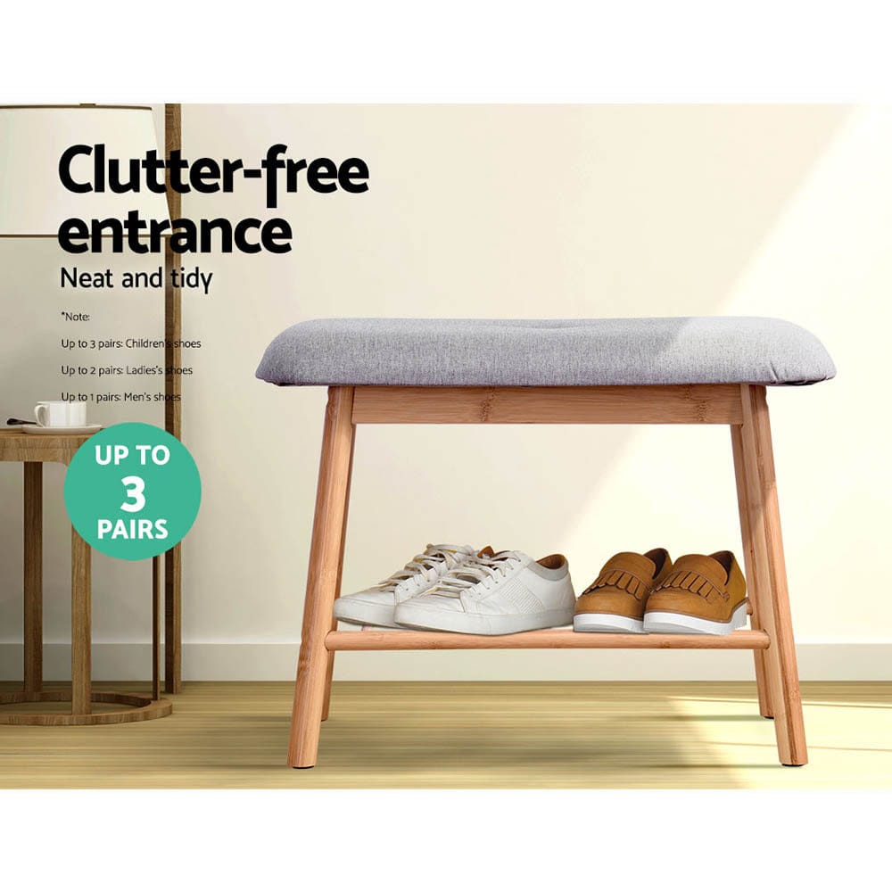 Artiss Furniture > Living Room > Shoe Storage Artiss Shoe Rack Shoe Bench Fabric Seat 2 Pairs